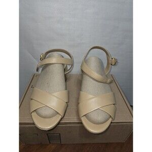 Aerosoles Women's Size 9 Nude Beige Block Heel Sandals Ankle Strap Comfort